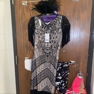 NWT Unique Vintage Flapper Dress with Headpiece